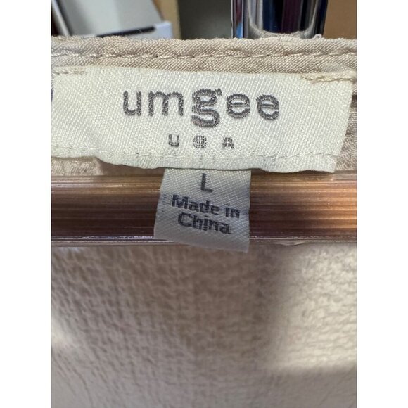 Umgee USA White Textured Bell Sleeve Scoop Neck Cropped Top SZ Large - Picture 4 of 5